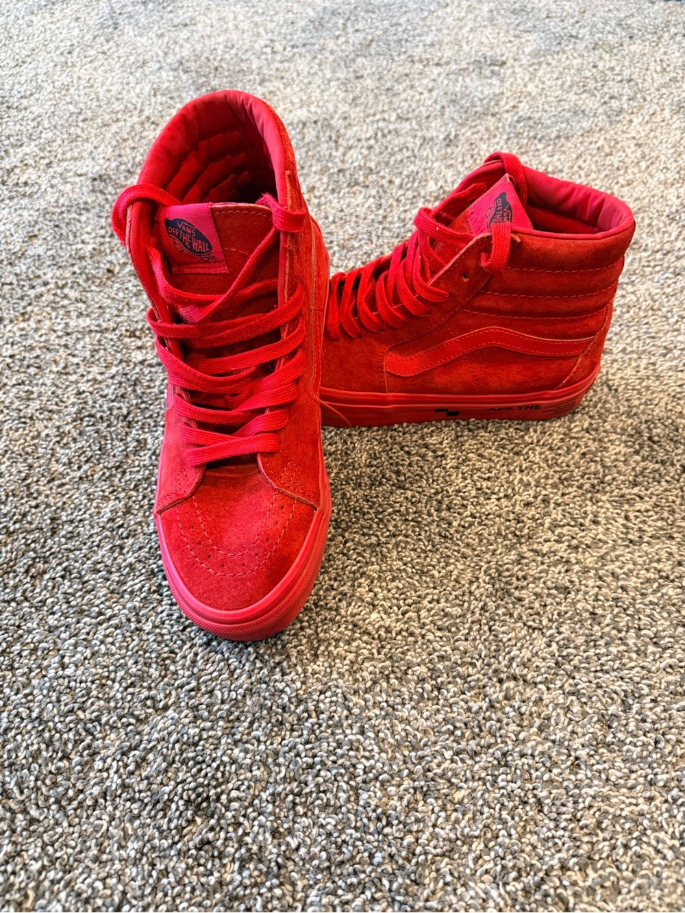 Vans Red Suede High-Top Sneakers “Off The Wall” 5M/6.5W